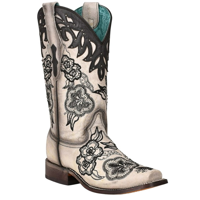 Corral Women s White Overlay Western Boots Square Toe