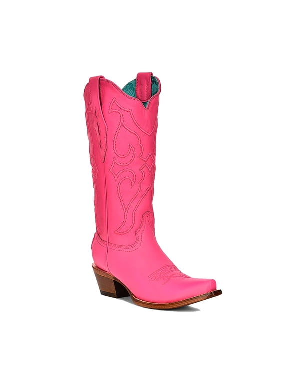 CORRAL Adult Female Fuchsia Embroidery Snip Toe Western Boots, Size: 06, Width: M