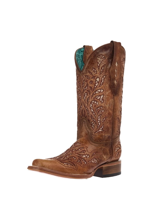 Corral Womens Women`s Inlay Vamp 13" Matching Top Boot 6.5 B Sand