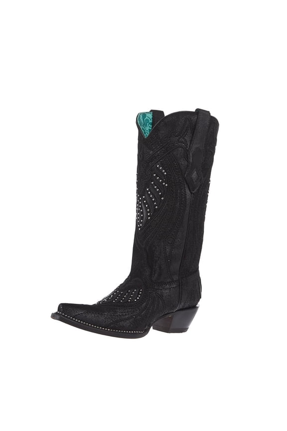 Corral Womens Women`s Overlay Vamp 13" Matching Top Boot 8 B Black