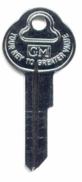Correct Small Head Glove Box/Trunk Key Blank W/ GM Markings 1936-1966 ...
