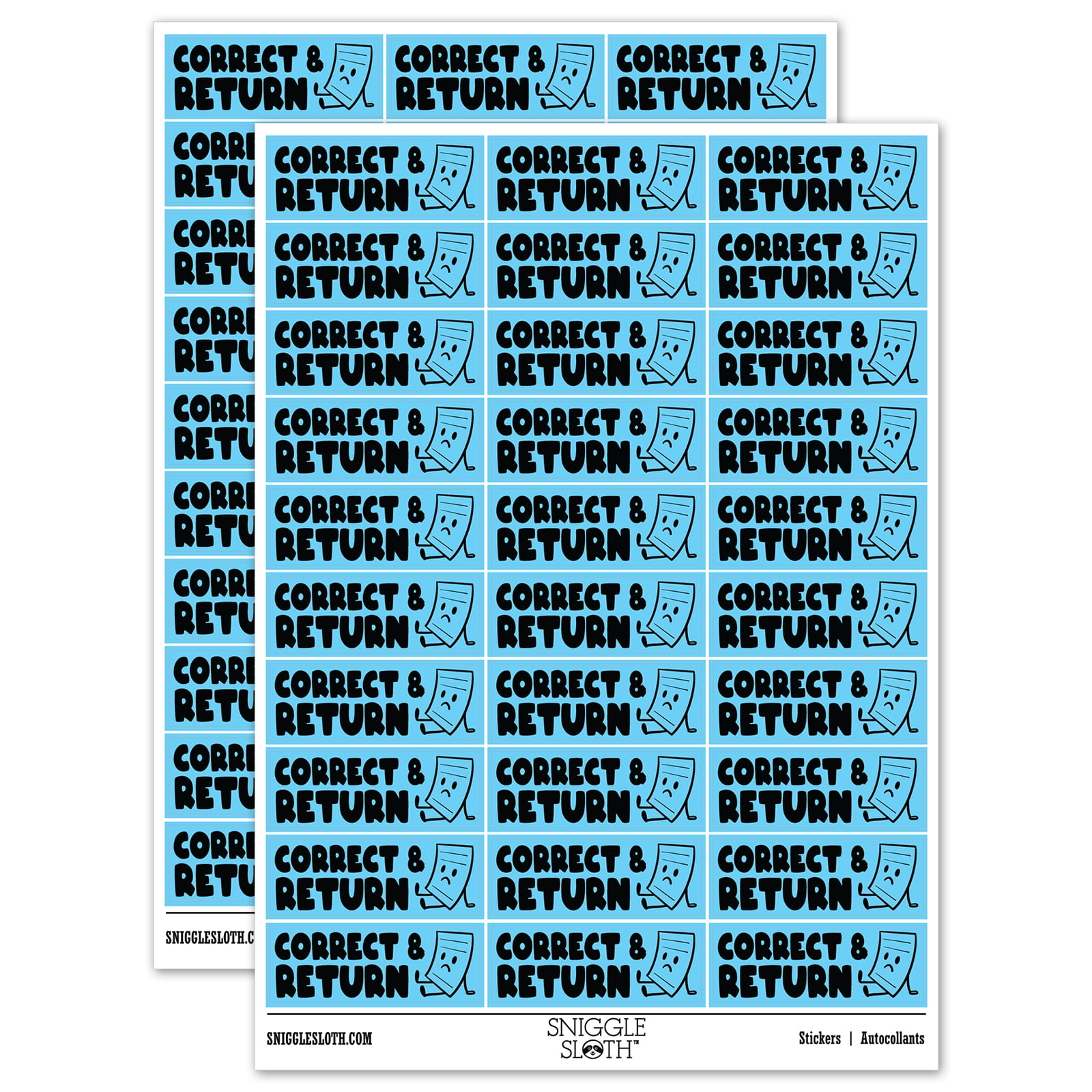 Correct and Return School Teacher Sticker Set - Light Blue - Gloss ...