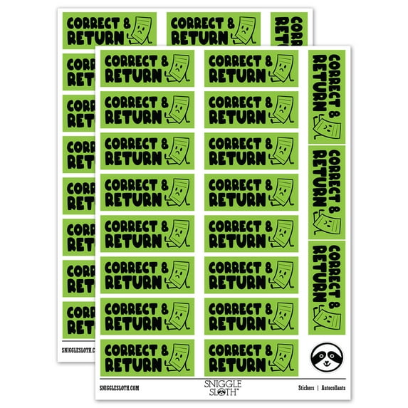 Correct and Return School Teacher Sticker Set - Light Green - Matte Finish - 2.00" Large