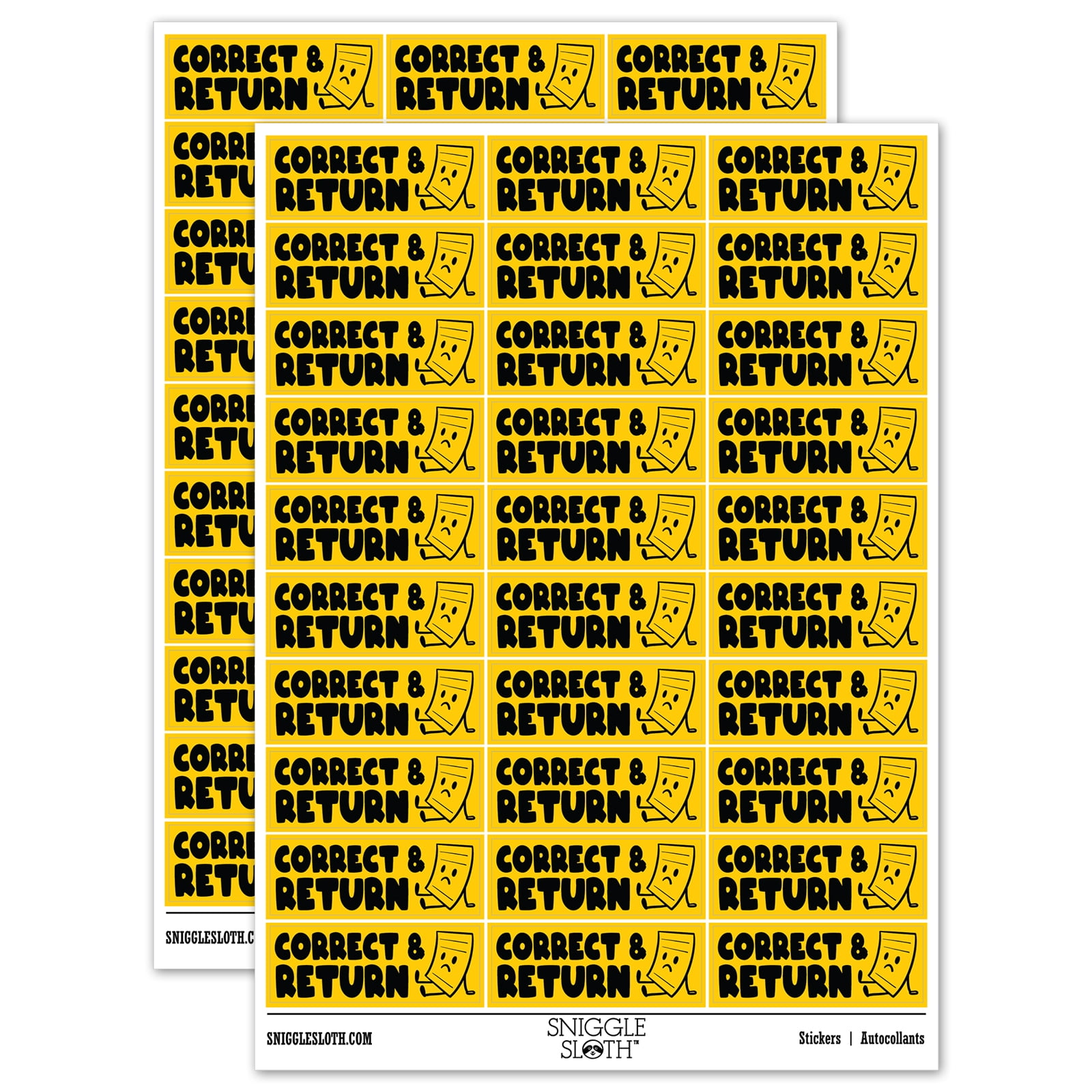 Not Correct Sticker Correct and Return School Teacher Sticker Set - Yellow - Gloss Finish ...