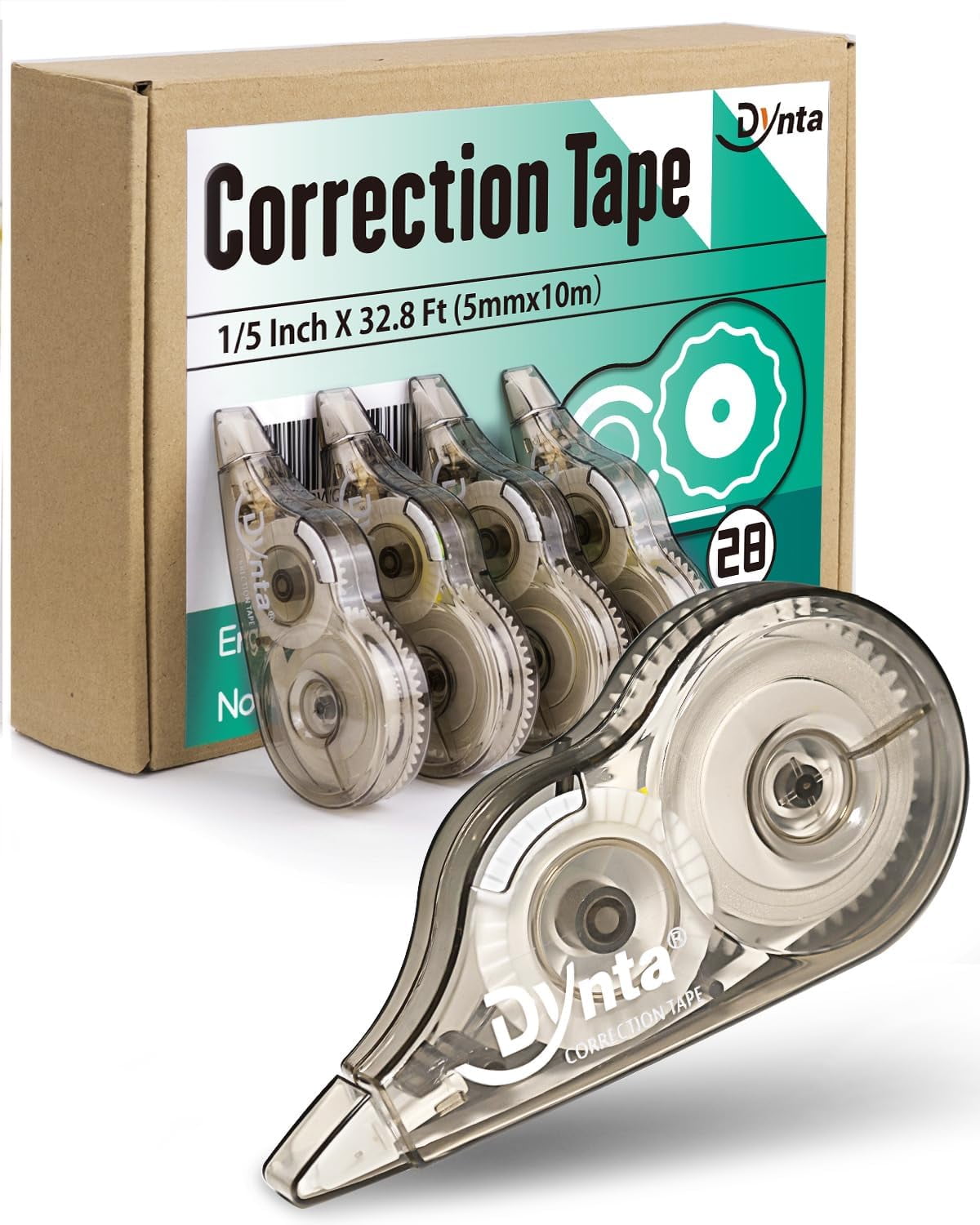 Correction Tape 28 Pack, White Mistake Out, Transparent Dispenser, 1/5 Inch X 32.8 Ft (5mmx10m), Supplies Ergonomic Design Instant Fixes