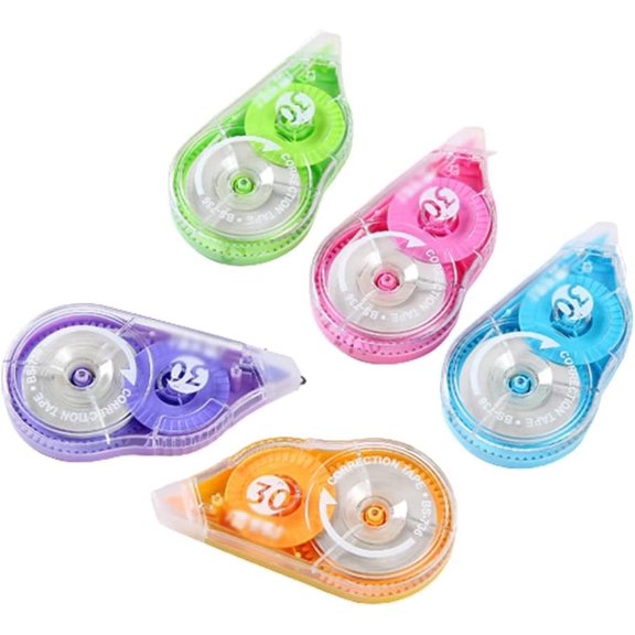 Correction Tape, Cream Color Inner Core, Instant Corrections, Easy to Use, 100 Feet Long, 0.2 inches Wide, Pack of 4, Random Color Shell