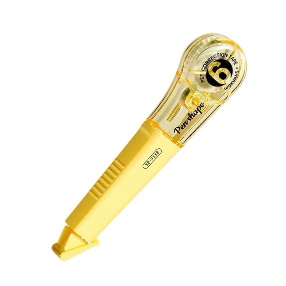 Correction Tape Pens Pen-Style, 19.69ft Durable Correction Tape Smooth Instant Dry Application for Home Office Supplies, 0.19" Wide Tear Resistant Correction Tape for Wrong Writing(Yellow,4.5x1.1")