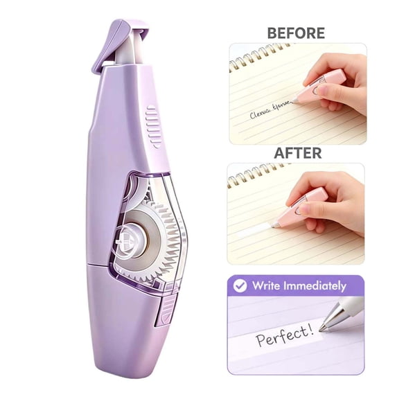 Correction Tape, Replaceable Core Large Capacity Correction Tape, Not Easy to Break, Smooth and Portable Correction Tape, Purple