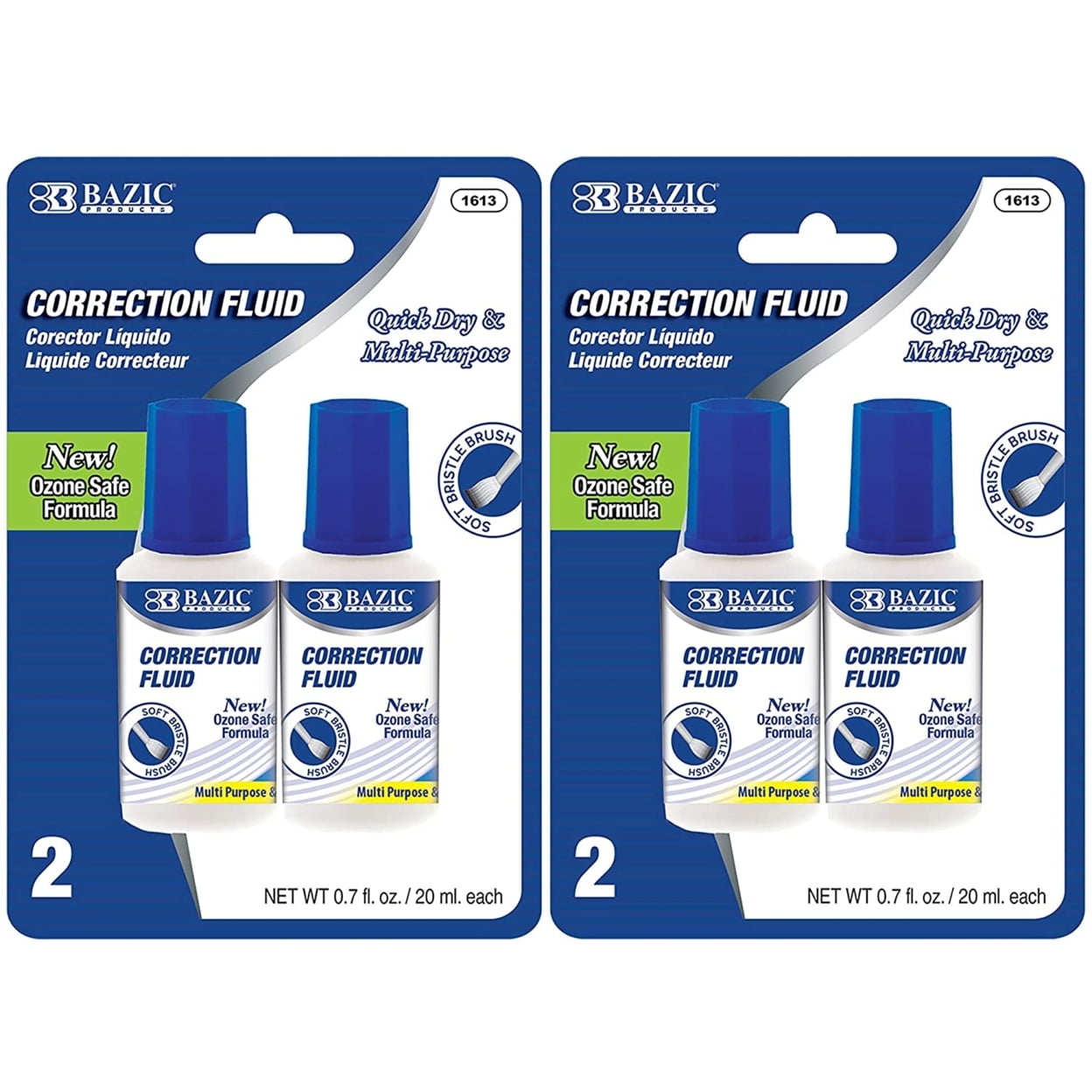 Correction White Out Fluid with Soft Brush (2Count) 0.7 FL OZ (20 mL