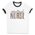 thumbnail image 1 of Correctional Nurse Leopard Print Ringer Tee Shirt Unisex Medium White/Black, 1 of 5