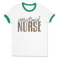 thumbnail image 1 of Correctional Nurse Leopard Print Ringer Tee Shirt Unisex Small White/Kelly Green, 1 of 5