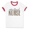 thumbnail image 1 of Correctional Nurse Leopard Print Ringer Tee Shirt Unisex Small White/Red, 1 of 5