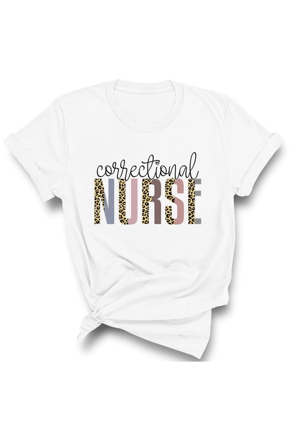 Correctional Nurse Leopard Print Shirt Unisex Large White