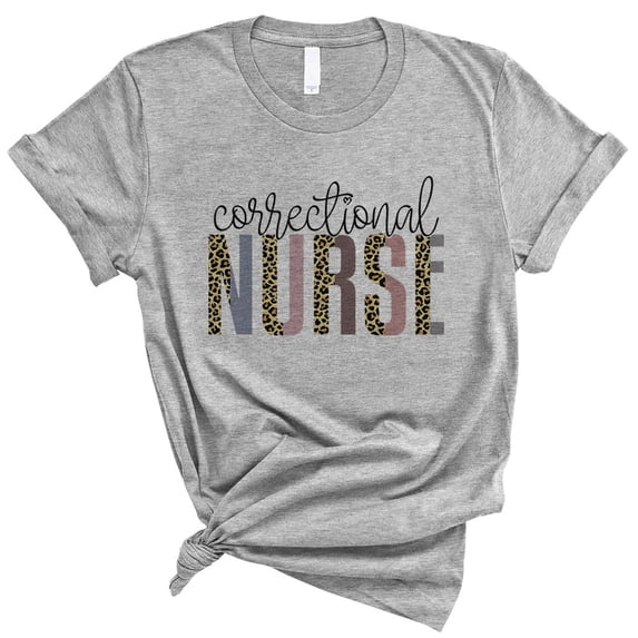 Correctional Nurse Leopard Print Shirt Unisex X-Small Grey