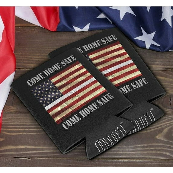 Correctional Officer Can Cooler with American Flag Sliver Line Great Corrections Officer Gifts or Accessories 2 Pack Thin Gray Line Cooler Sleeves For Men and Women