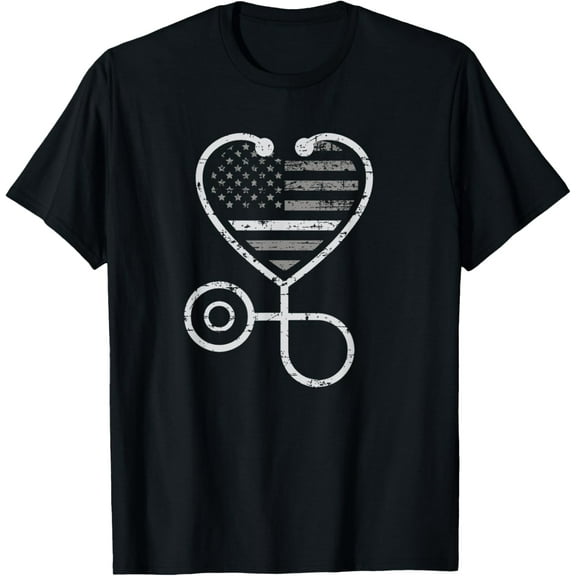 Corrections Nurse Thin Grey Line Heart Flag T-Shirt T-Shirt