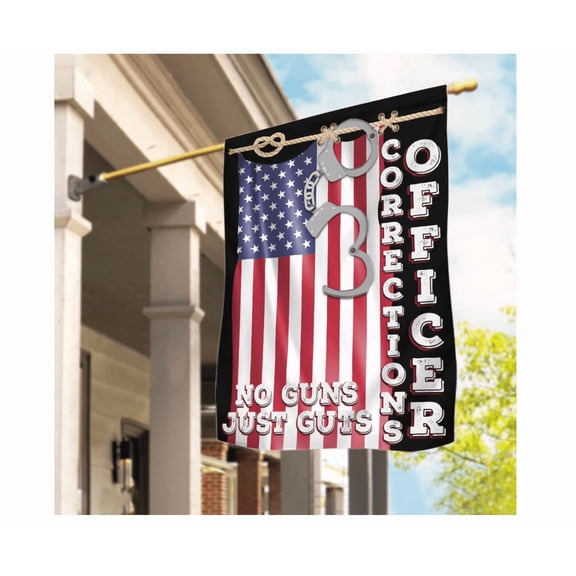 Corrections Office American Double-Side Flag, Corrections Officer Patriotic Flag 12x18 POLE NOT INCLUDED Garden Flag