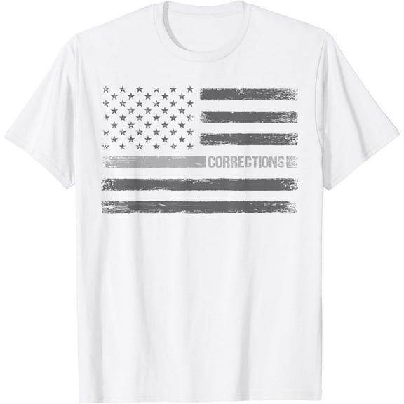 Corrections - Thin Silver Line Flag for Correctional Officer T-Shirt