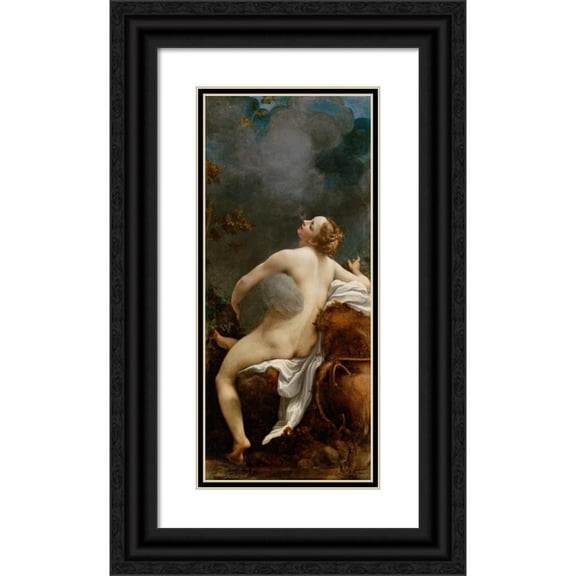 Correggio 13x24 Black Ornate Framed Double Matted Museum Art Print Titled: Jupiter and Io (1520 - 1540)