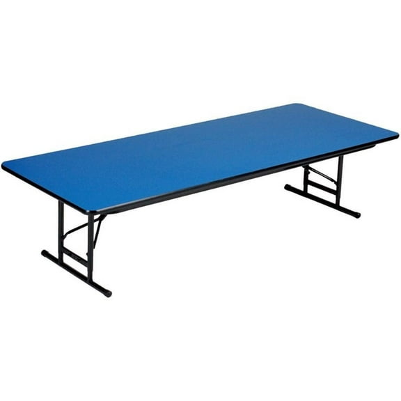 Correll 17-27" Adjustable Height Heavy Duty Blow-Molded Folding Table in Blue