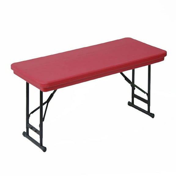 Correll 17-27" Adjustable Height Heavy Duty Blow-Molded Folding Table in Red