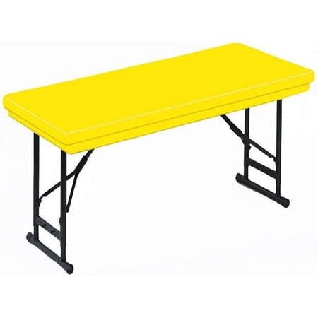Correll 17-27" Adjustable Height Heavy Duty Blow-Molded Folding Table in Yellow