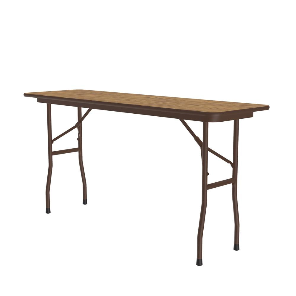 Medium Oak and Brown Steel Rectangular Folding Table