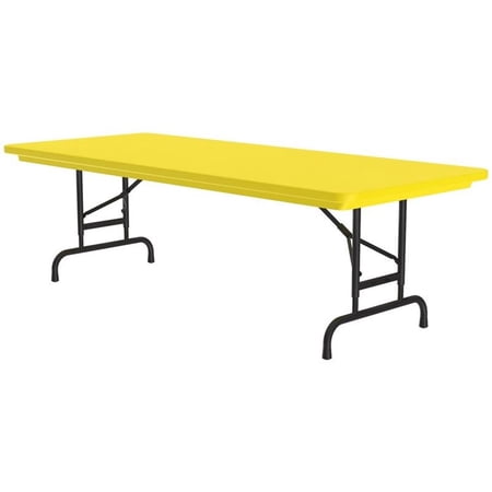 Correll 22-32 Adjustable Height H-D Plastic Blow-Molded Folding Table Yellow