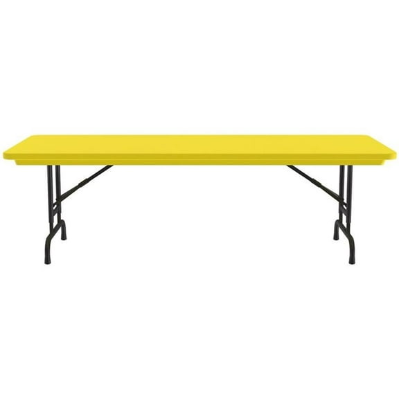 Correll 22-32" Adjustable Height H.D. Blow-Molded Plastic Folding Table Yellow