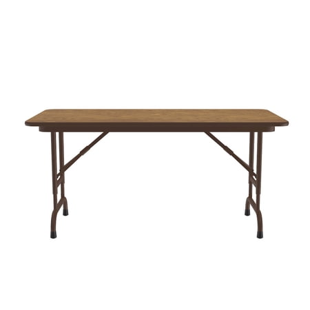 Correll 22-32"H Adjustable Height Melamine Top Folding Table in Medium Oak