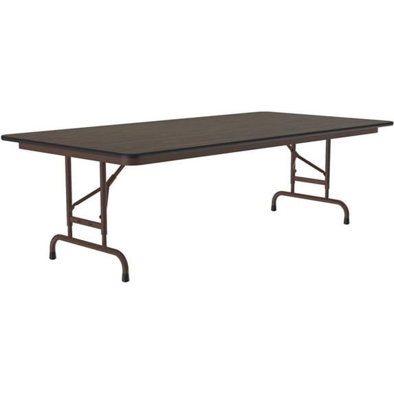 Correll 22-32"H Adjustable Height Melamine Top Folding Table in Walnut