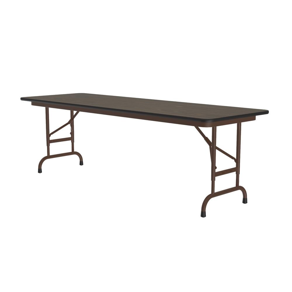 Adjustable Height 24x60 Walnut Melamine and Steel Folding Table