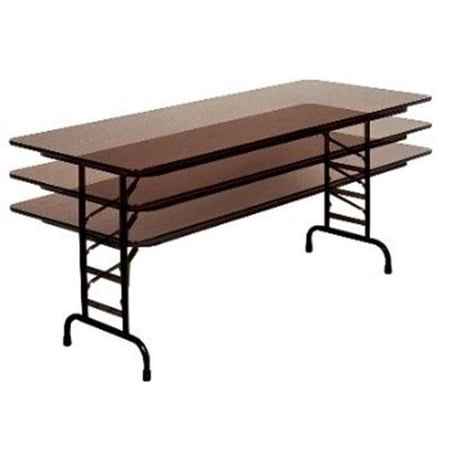 Correll 22-32"H Adjustable Height Wood Melamine Top Folding Table in Walnut
