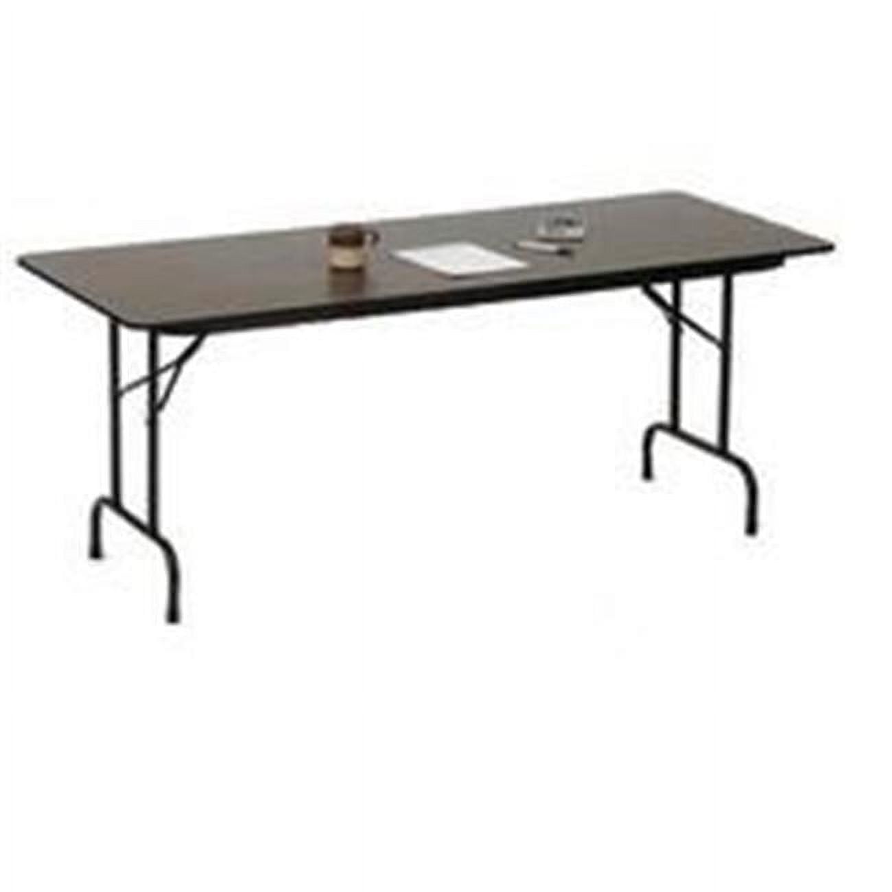 Walnut Finish 60" Rectangular Folding Table with Steel Frame