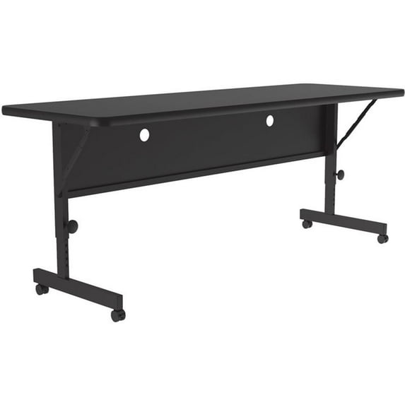 Correll 24"W x 72"D Deluxe High Pressure Top Flip Top Table in Black Granite