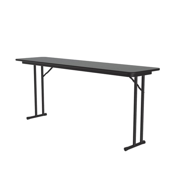 Correll Deluxe High-Pressure Folding Seminar Table with Off-Set Leg, 18x72" RECTANGULAR, MONTANA GRANITE BLACK