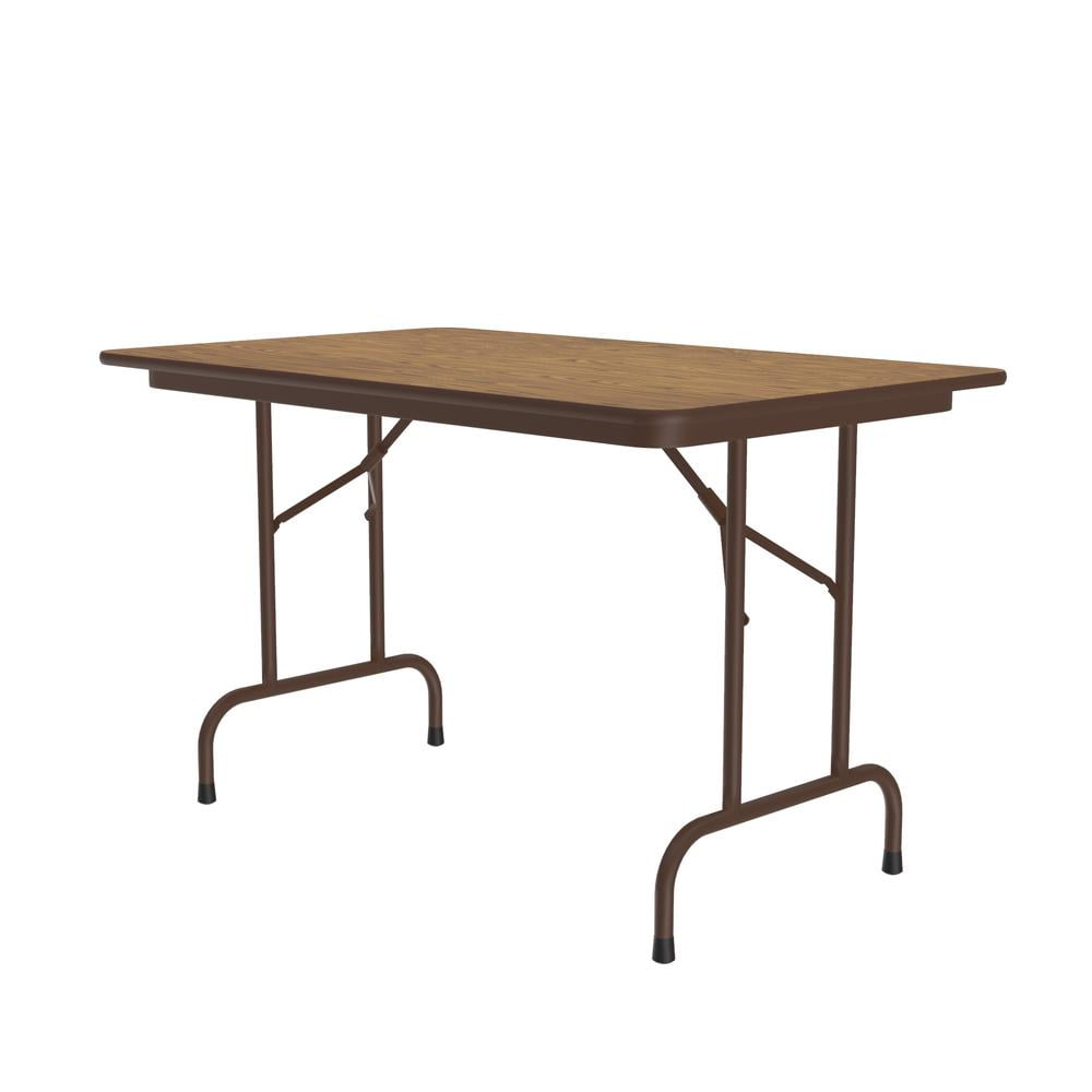 Medium Oak 30" x 48" Melamine Top Folding Table with Steel Frame