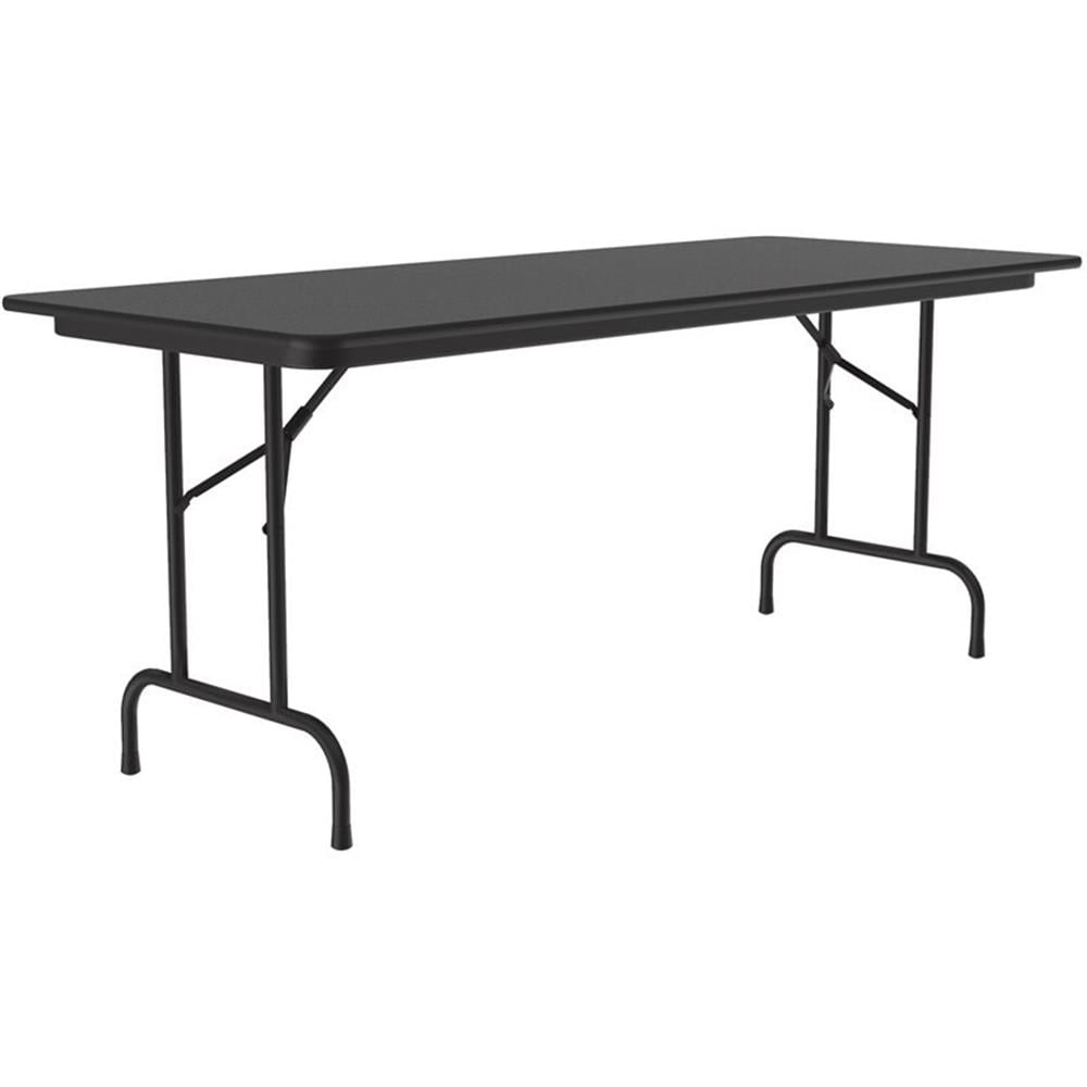 Sleek Black Granite 60" Rectangular Folding Table with Steel Frame