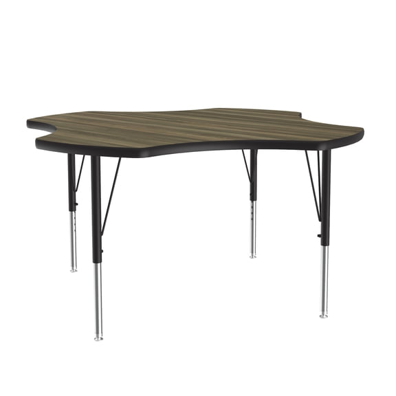 Correll 48" Top Bar Stool/Standing Height Clover Activity Table in Hickory