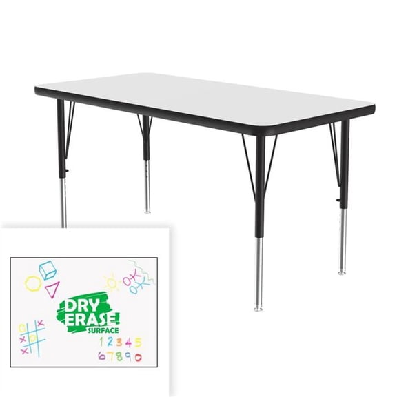 Correll A2448DE-REC-80-14-45 24 x 48 in. Deluxe Dry Erase Markerboard High Pressure Top Activity Table - Frosty White - Rectangle