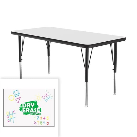 Correll A2460DE-REC-80-14-45 24 x 60 in. Deluxe Dry Erase Markerboard High Pressure Top Activity Table - Frosty White - Rectangle