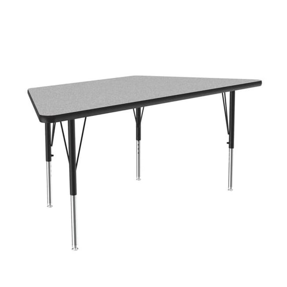 Correll A3060TF-TRP-15-09-45 24 x 48 in. Commercial Thermal Fused Laminate Top Activity Table - Gray Granite - Trapezoid