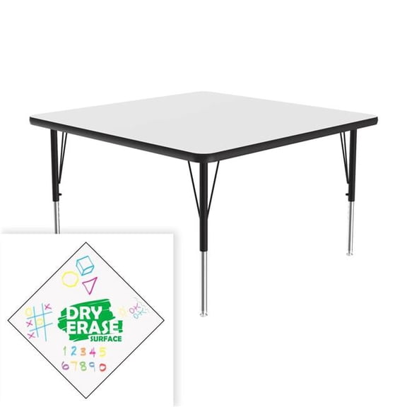 Correll A3636DE-SQ-80-14-45 36 x 36 in. Deluxe Dry Erase Markerboard High Pressure Top Activity Table - Frosty White - Square