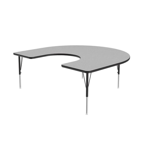 Correll A6066TF-HOR-15-09-45 60 x 66 in. Commercial Thermal Fused Laminate Top Activity Table - Gray Granite - Horse Shoe