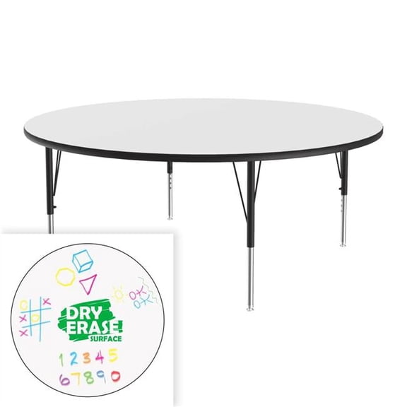 Correll A60DE-RND-80-14-45 60 in. Deluxe Dry Erase Markerboard High Pressure Top Activity Table - Frosty White - Round
