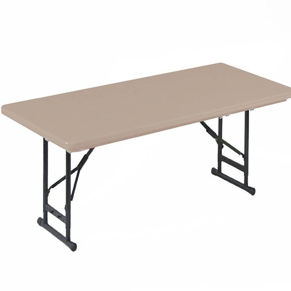 Correll Adjustable Height Commercial Blow-Molded Plastic Folding Table, 24x48", RECTANGULAR, MOCHA GRANITE, BROWN