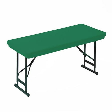 Correll Adjustable Height Commercial Blow-Molded Plastic Folding Table, 30x60" RECTANGULAR, GREEN BLACK