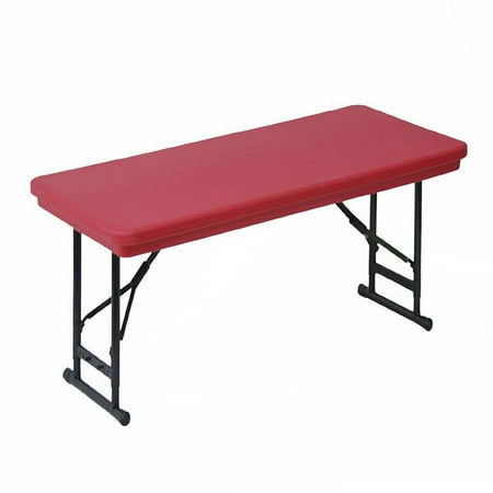 Correll Adjustable Height Commercial Blow-Molded Plastic Folding Table 30x60", RECTANGULAR RED BLACK