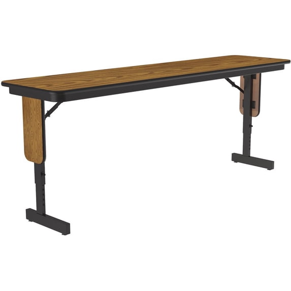 Correll Adjustable Height 3/4" High Pressure Folding Seminar Table in Medium Oak
