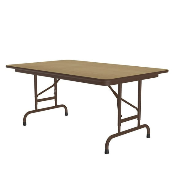Correll Adjustable Height High Pressure Top Folding Table, 30x48", RECTANGULAR, FUSION MAPLE BROWN